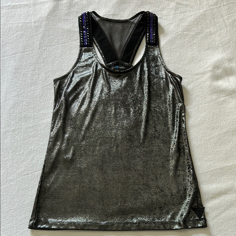 Guess x Tiesto Shimmering Silver Tank with Beaded Straps